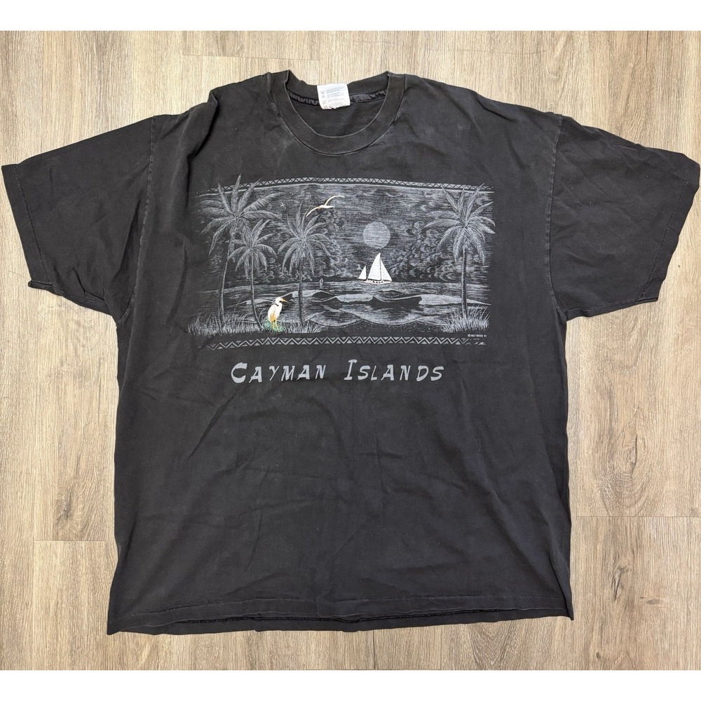 Vintage Cayman Islands Graphic T-Shirt Black XXL Heavyweight Cotton Tee